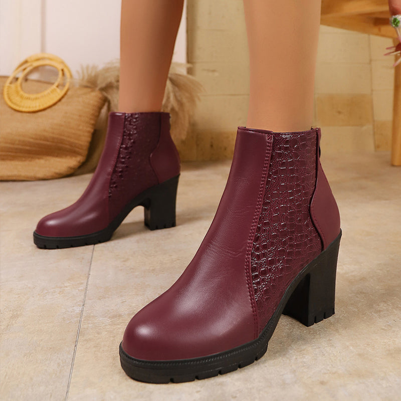 Mia – Kroko Absatz Stiefeletten