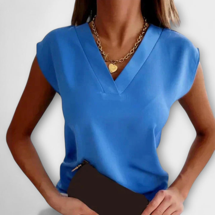 Clara - Frauen V-Ausschnitt Sommeroberteil mit lockeren Ärmeln