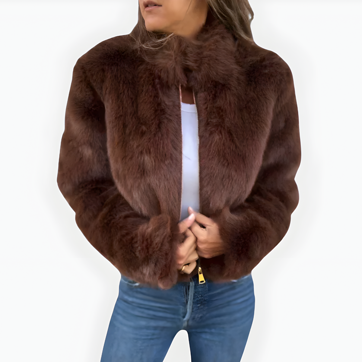 Aileen - Pelz-Winterjacke mit Stehkragen