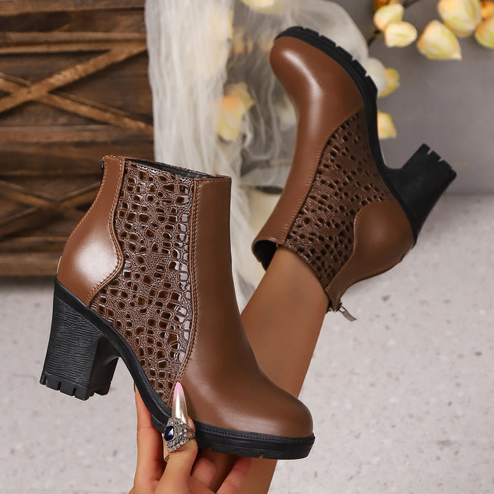 Mia – Kroko Absatz Stiefeletten